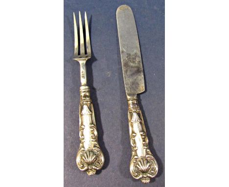 Miniature silver knife and fork, 9.5cm max, Birmingham 1829 