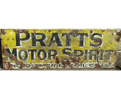 A vintage enamel sign of rectangular form advertising Pratt's Motor Spirit, 132cm x 46cm, together with a Spratts 'Ovals' - T