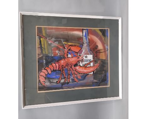 Mixed media on paper, signed 'Priddet'? bottom right, 48.5 x 41 cm, framed and glazed 