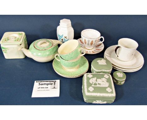 A collection 19th century tea wares comprising milk jug, sugar bowl, six cups and saucers by Royal Albert in the Safari patte