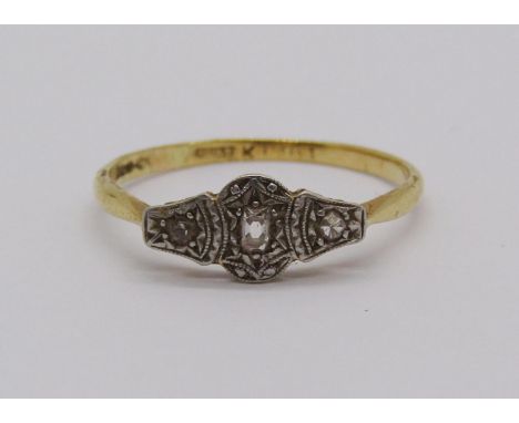 Art Deco style 18ct diamond ring, size S/T, 2.1g 