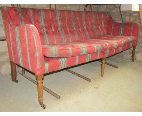 Georgian style sofa with button back and squab cushions, on turned forelegs, 2m wide approx 