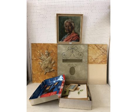 Dawn Waring, A large collection of oil paintings, watercolours, drawings, sketches, stencils, etchings, plates and preparator