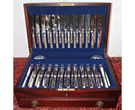 An Art Deco style canteen of Harrods EPNS cutlery for twelve settings (one fork missing) 