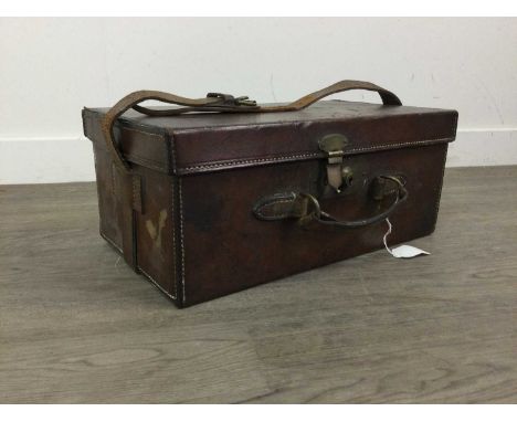 LATE 19TH/EARLY 20TH CENTURY LEATHER AMMUNITION CASE,by William P. Jones, the cover inscribed 'J.H.D.', the fitted interior b