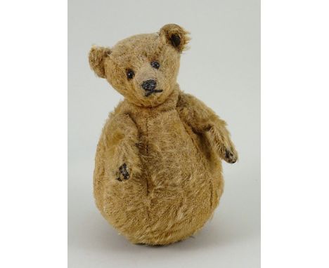 A Rare Steiff mohair Roly Poly Teddy Bear, German circa 1910, golden mohair bear with black boot button eyes, stitched nose a