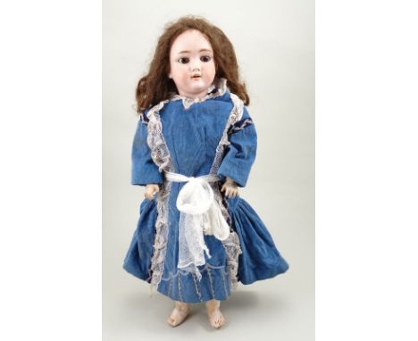 K&amp;H 250 bisque head doll, circa 1910, with weighted brown glass eyes, painted lashes and brows, open mouth with upper tee