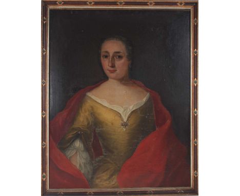 Öl/Leinwand, Portrait einer Dame in Tracht, keine erkennbare Signatur, Höhe 84,5 cm x Breite 67,5 cm, Rahmen 91 x 73 cm, Craq