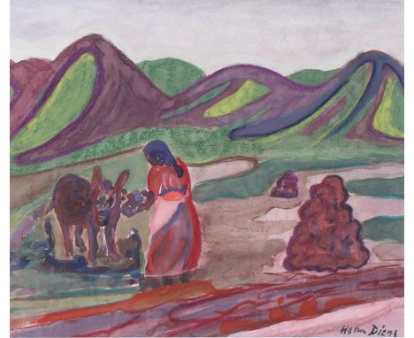 Gouache/Papier, u. links signiert R. Knötel, Sichtmass im Passepartout Höhe 31,5 cm x Breite 37,5 cm, Rahmen verglast 52 x 58