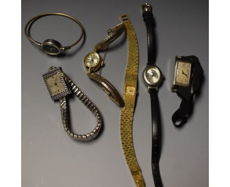 Lady's Wristwatches - an Art Deco Hamilton; Timex; another; gold plated Rotary; others, early 20th century and later (6) 