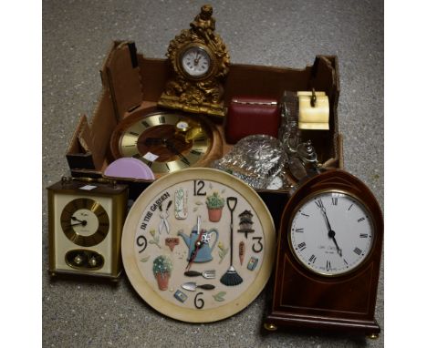 Clocks - a lancet top mantel clock, quartz movement;  others novelty etc qty