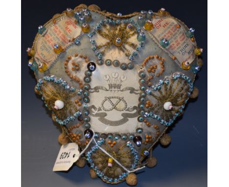 A Prince of Wales North Staffordshire Regiment sweetheart cushion