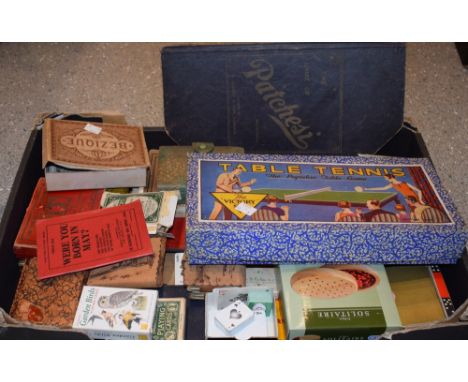 Toys and Juvenalia - The Victory Table Tennis set, boxed; Bezique game, the Game of Pit, playing cards, draughts, etc