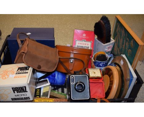 Boxes and Objects - A Royal Doulton Blue Children vase (faults);  a pair of Prinz binoculars;  a Girls Life Saving Brigade me
