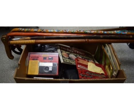 A pair of Regent binoculars cased; another, Boots Admiral; a Ricoh compact camera; others, Kodak; an Astroplast First Aid cas