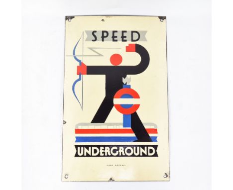 VINTAGE STYLE LONDON UNDERGROUND WALL SIGN, enamelled metal, aged finish, 40.5cm x 25.5cm.