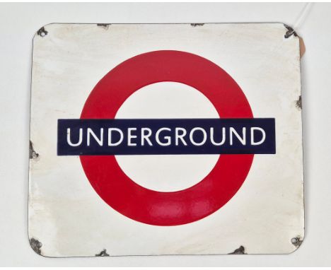 REPLICA UNDERGROUND ENAMEL SIGN, vintage style aged finish, 33cm H x 38cm W.
