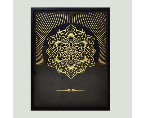 SHEPARD FAIREY, 'Lotus Diamond', screenprint with diamond dust, 88cm x 66cm, framed.