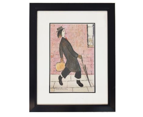 LAURENCE STEPHEN LOWRY, 'Father going home' giclée lithograph, 40cm x 25cm, framed.
