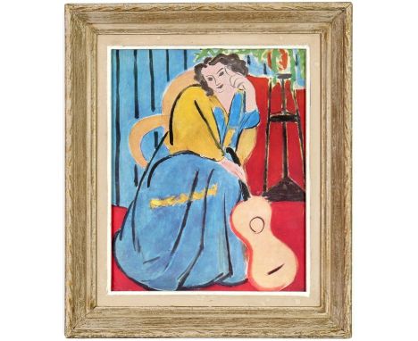 HENRI MATISSE, Woman with guitar, off set lithograph signed in the plate 1946, vintage French frame, 25cm x 20.5cm each.