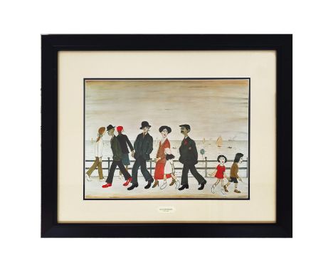 LAURENCE STEPHEN LOWRY, 'On the promenade' giclée lithograph, 34cm x 45cm, framed.