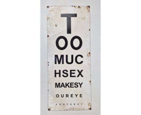 NOVELTY OPTICIANS ENAMEL SIGN, vintage style aged finish, 56cm H x 23cm.