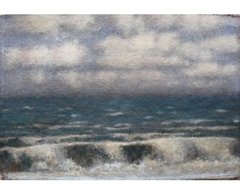 Tobit Roche(b.1954)&nbsp;Breaking Wave St Leonards, 2021&nbsp;oil on khadi paper&nbsp;25 x 40 cm&nbsp;To communicate being th
