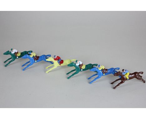 Six Chad Valley hollow cast racehorses