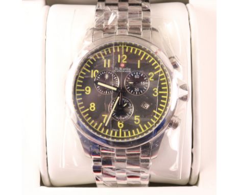 Gentleman's Rotary St Moritz chronograph quartz stainless steel wristwatch unused boxed with papers   Condition Report   Clic