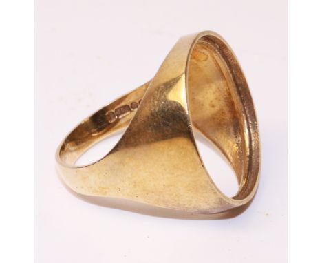 9ct gold sovereign loose mount ring hallmarked approx 5.1gm   Condition Report   Click here for further images, condition, au