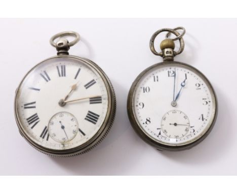 Victorian silver fusee pocket watch by J Turner Penrith London 1881 no 7400 and a silver crown wound pocket watch by Dennison