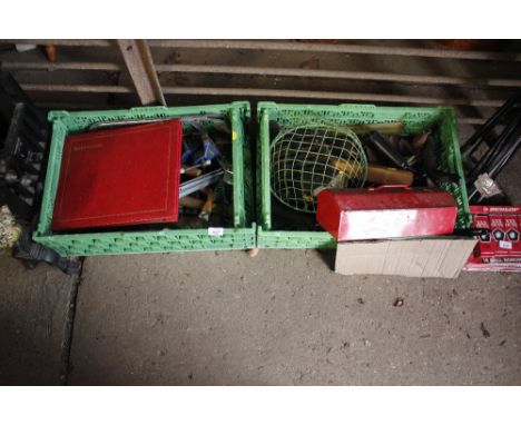 Two boxes of various hand tools etc
