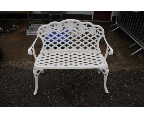 A metal garden bench
