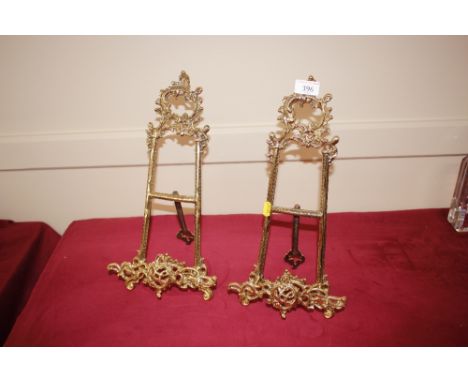 A pair of brass easel photograph stands 