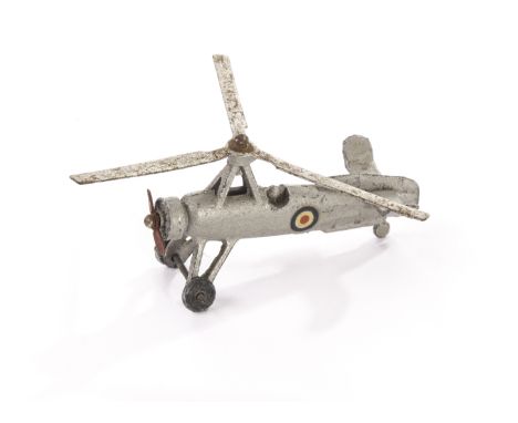 A Pre-War Dinky Toys 66f Army Co-operation Autogiro, silver body and blades, red prop, RAF roundels, G, no fatigue signs 