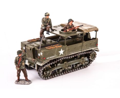 King & Country Battle of the Bulge series, BBA 19 High Speed Tractor and crew (4), unboxed, VG (5) 