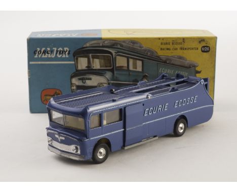 A Corgi Major Toys 1126 Ecurie Ecosse Racing Car Transporter, metallic dark blue body with light blue raised lettering, in or