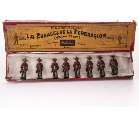 Britains set 186 Mexicans, Whisstock box, F-G a few slightly retouched on boots and scabbards, 1 clarinet missing end, bass d