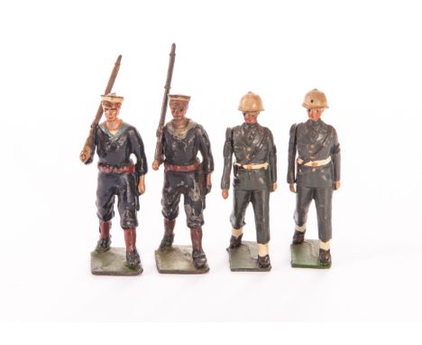 Britains set 230 US Sailors, non-matching set, F, Whisstock box, F, US Military Police, G (17 inc box) trombone (2), euphoniu