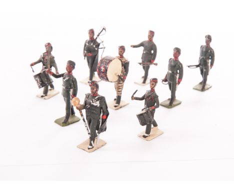 A 20 piece Gurkha Pipes and Drums Band, converted from Britains figures, nicely done, with set 197 Gurkha Rifles and converte