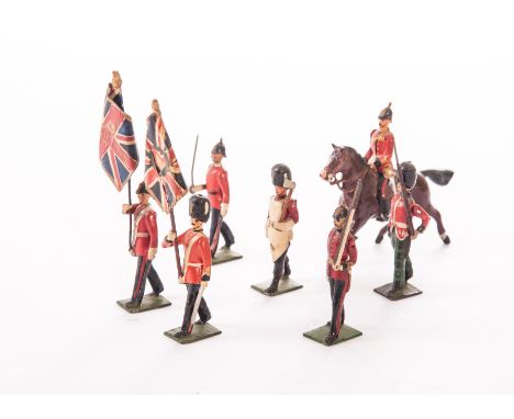 Various Britains Infantry and bandsmen, repainted and converted (95) Red Army G, very minor wear only. Guards , not matching,