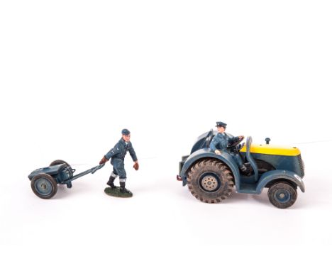 King & Country RAF 45 Airfield Tractor, 46 Starter Cart (2), unboxed, VG (3) speedo requires resticking to bike, 
