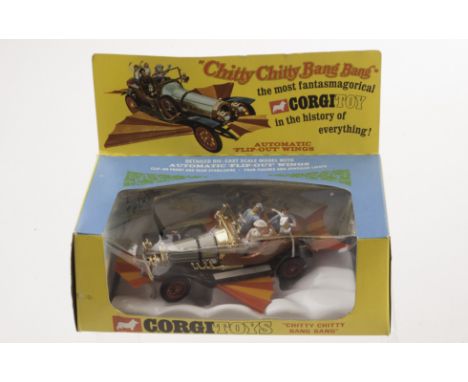 A Corgi Toys 266 Chitty Chitty Bang Bang, chrome, brown and red body, four figures, in original pictorial box with Corgi Club