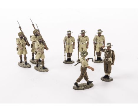 King & Country British Desert Army, EA 35, EA 34, Gurkhas at attention (3), officer, EA37, EA 36, Indian Infantry marching (3
