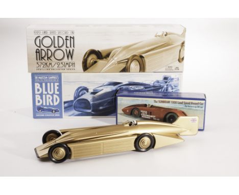 Schylling Collector Series Tinplate Land Speed Record Cars, 1933 Blue Bird, 1929 Golden Arrow and Sunbeam 1000, in original b