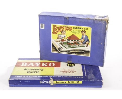 Meccano Bayko Construction Sets: No 2 Building Set with instructions and 14c Accessory Set, in original boxes, G-VG, contents
