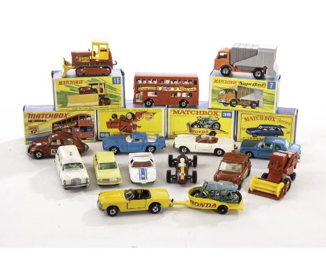 Matchbox Series & Superfast, including 38 Vauxhall Victor Estate, 38 Honda Motorcycle & Trailer, 65 Combine, 17 The Londoner,