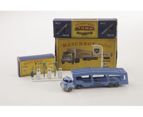 A Matchbox Series Major Pack M-9 Inter-State Double Freighter, 'Cooper-Jarrett' yellow decals, BPW, Accessory Pack No.2 Car T
