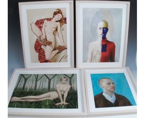 Katerina Belkina, four colour prints, portrait of Van Gough, 11.5ins x 10ins, For Malevich, 15.75ins x 10.75ins, For Schiele,