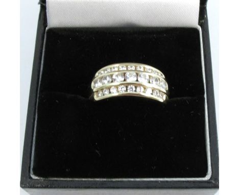 A 14 carat gold cubic zirconia set dress ring, finger size N, 2.8g gross